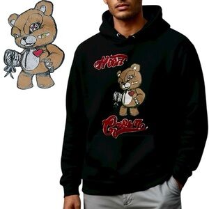 Bleecker & Mercer Hood Grown 3D Graphic Pockets Black Men’s Sweatshirt Sz M